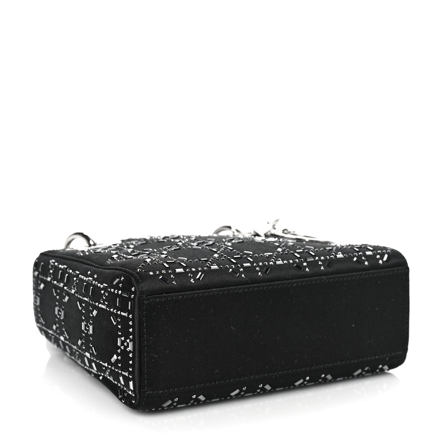 Christian Dior Satin Crystal Cannage Mini Lady Dior Black 4 of 9