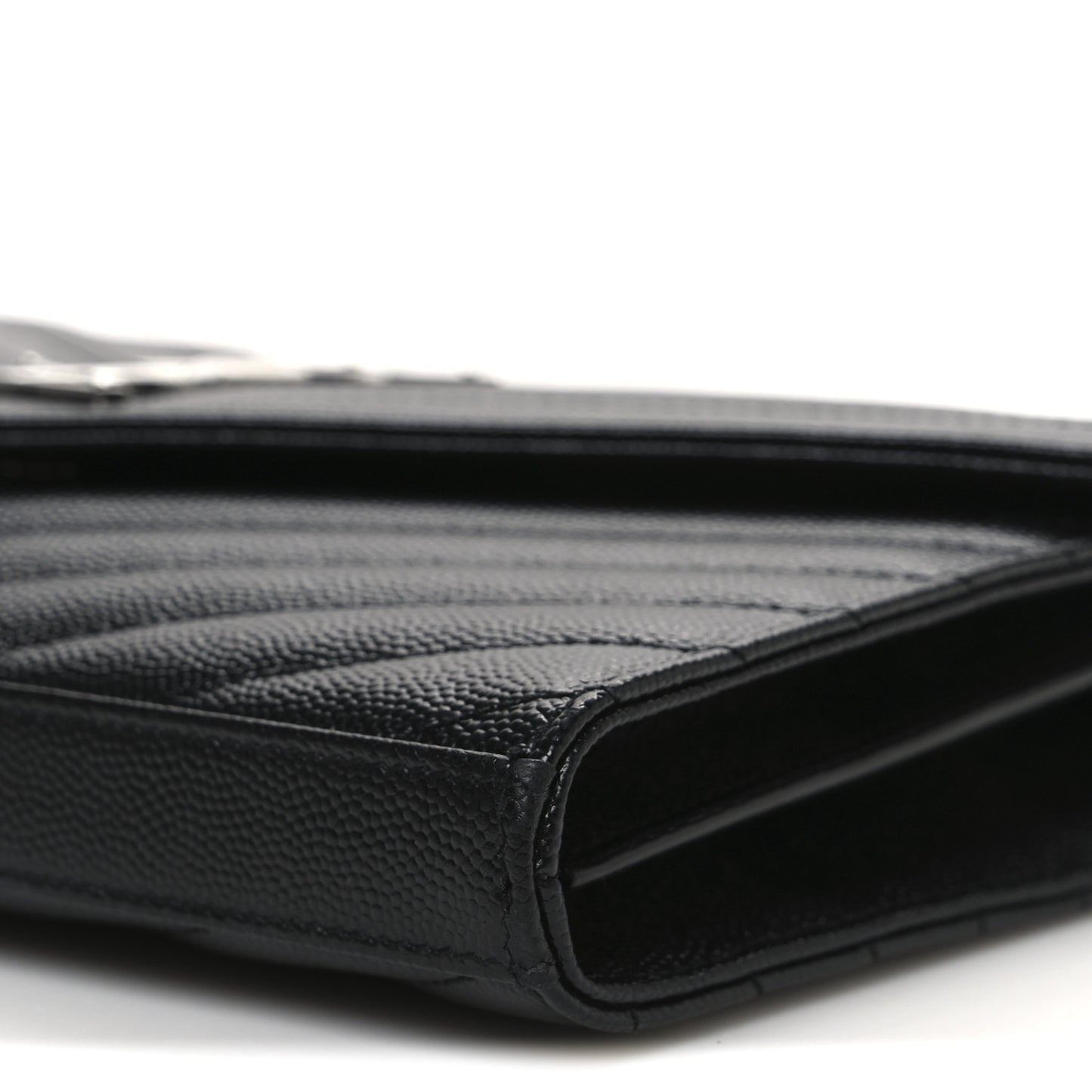 Grain De Poudre Matelasse Chevron Monogram Chain Wallet Black