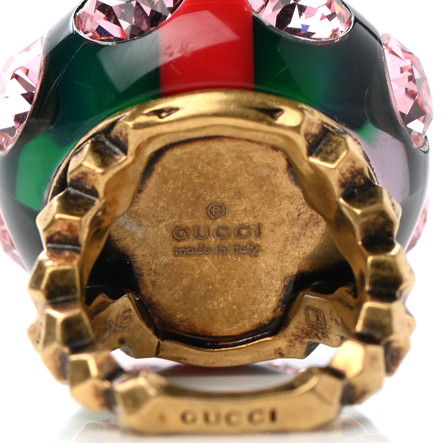 Crystal Resin Sylvie Vintage Web Ring XS Green Red