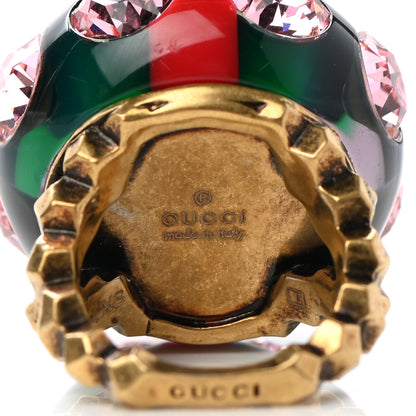 Gucci Crystal Resin Sylvie Vintage Web Ring XS Green Red 4 of 4