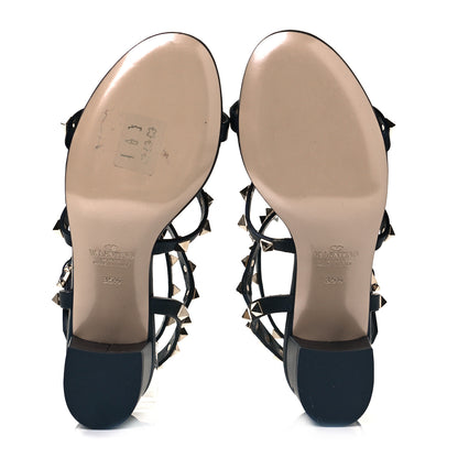 Valentino Garavani Calfskin Rockstud 60mm City Sandals 35.5 Black 5 of 9