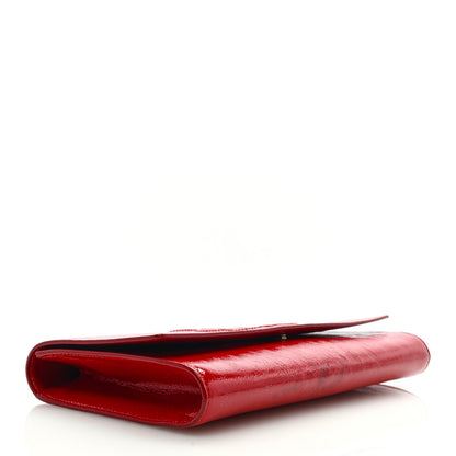 Saint Laurent Textured Patent Monogram Large Belle De Jour Clutch Red 4 of 7