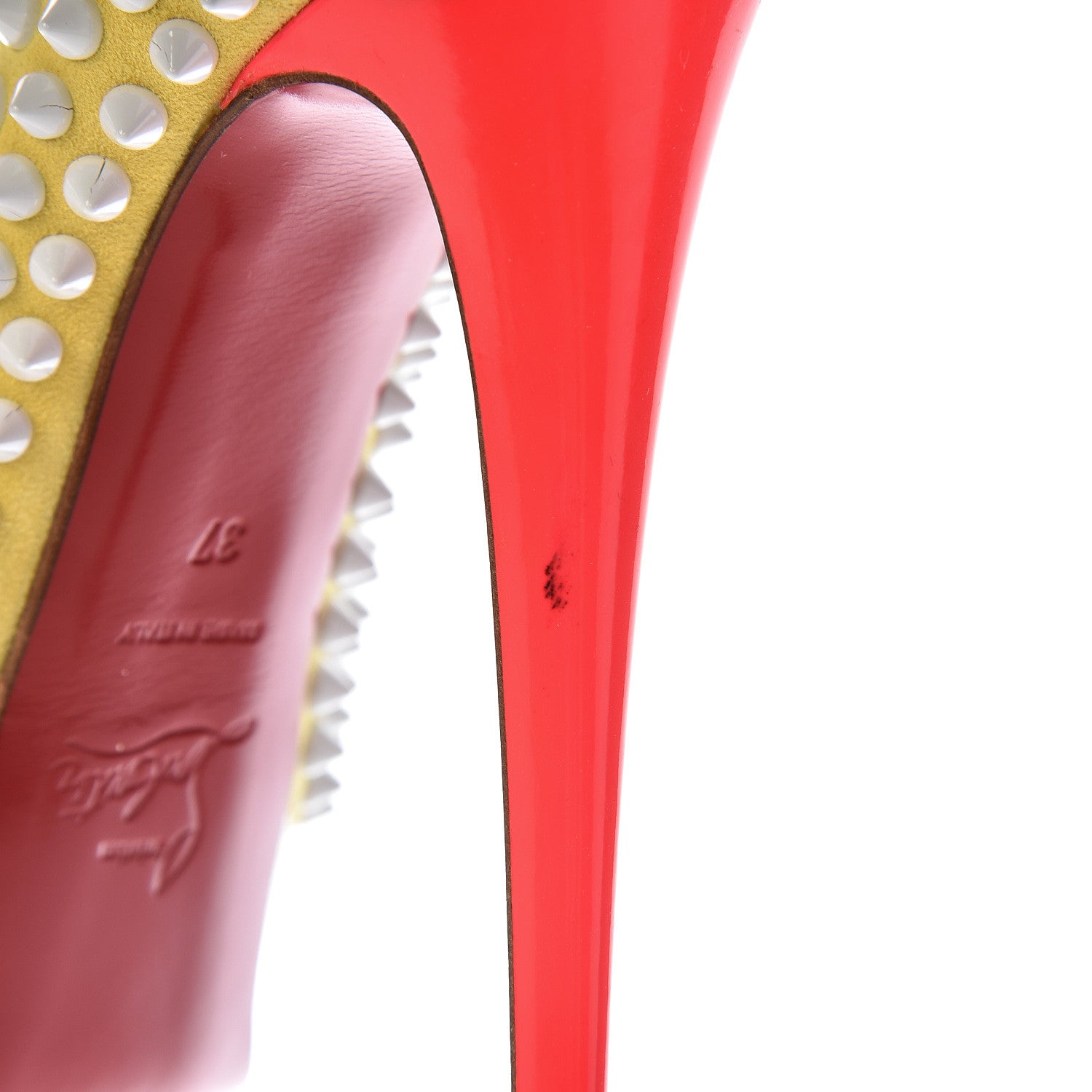 Christian Louboutin Veau Velours Lady Peep Spikes 150 Pumps 37 Sun 9 of 10