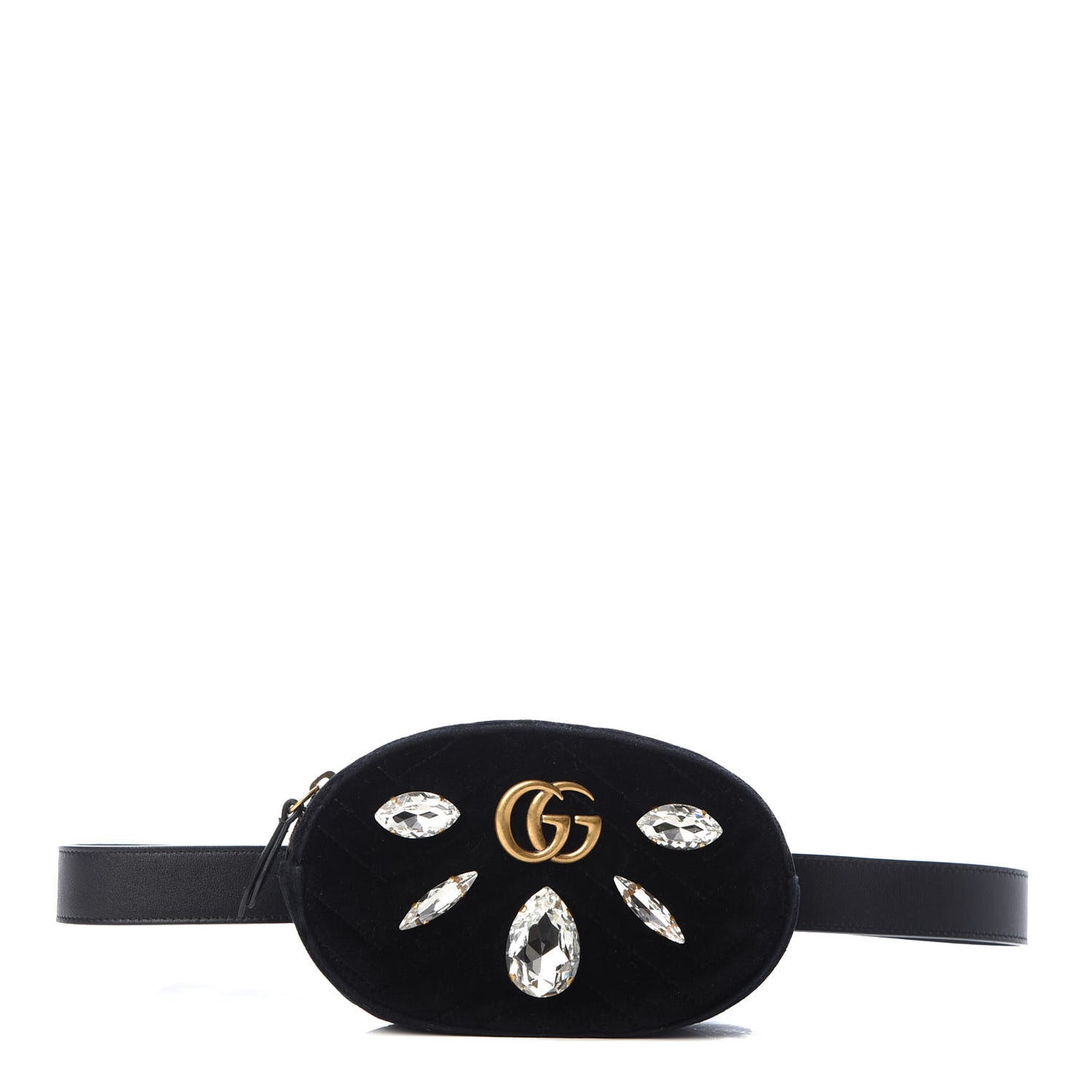 Velvet Matelasse Marquise Crystals GG Marmont Belt Bag 95 38 Black
