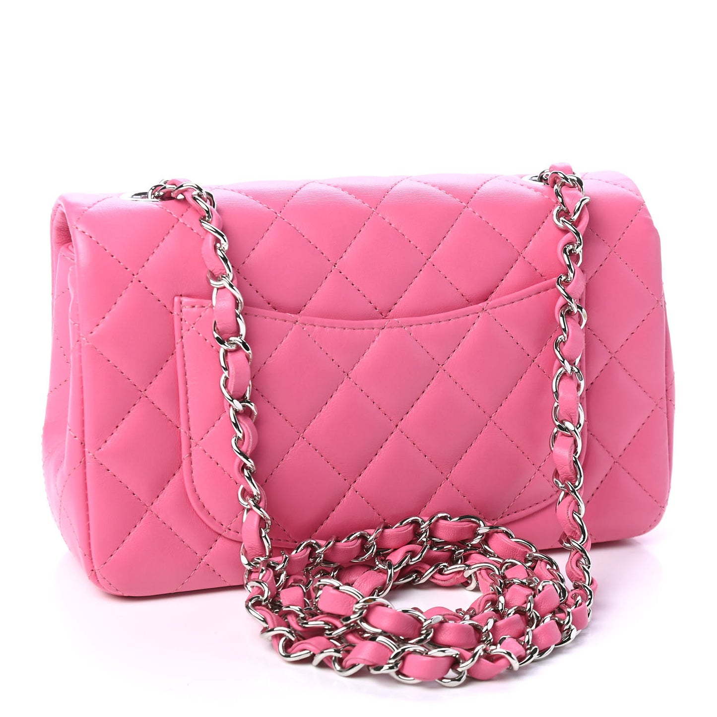 Lambskin Quilted Mini Rectangular Flap Pink