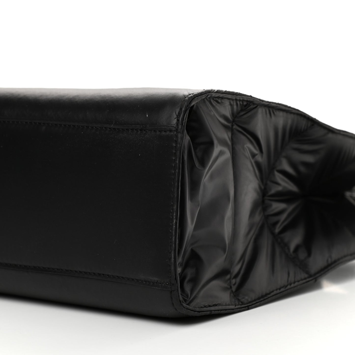 Nylon Medium Puff Shopping Bag Black