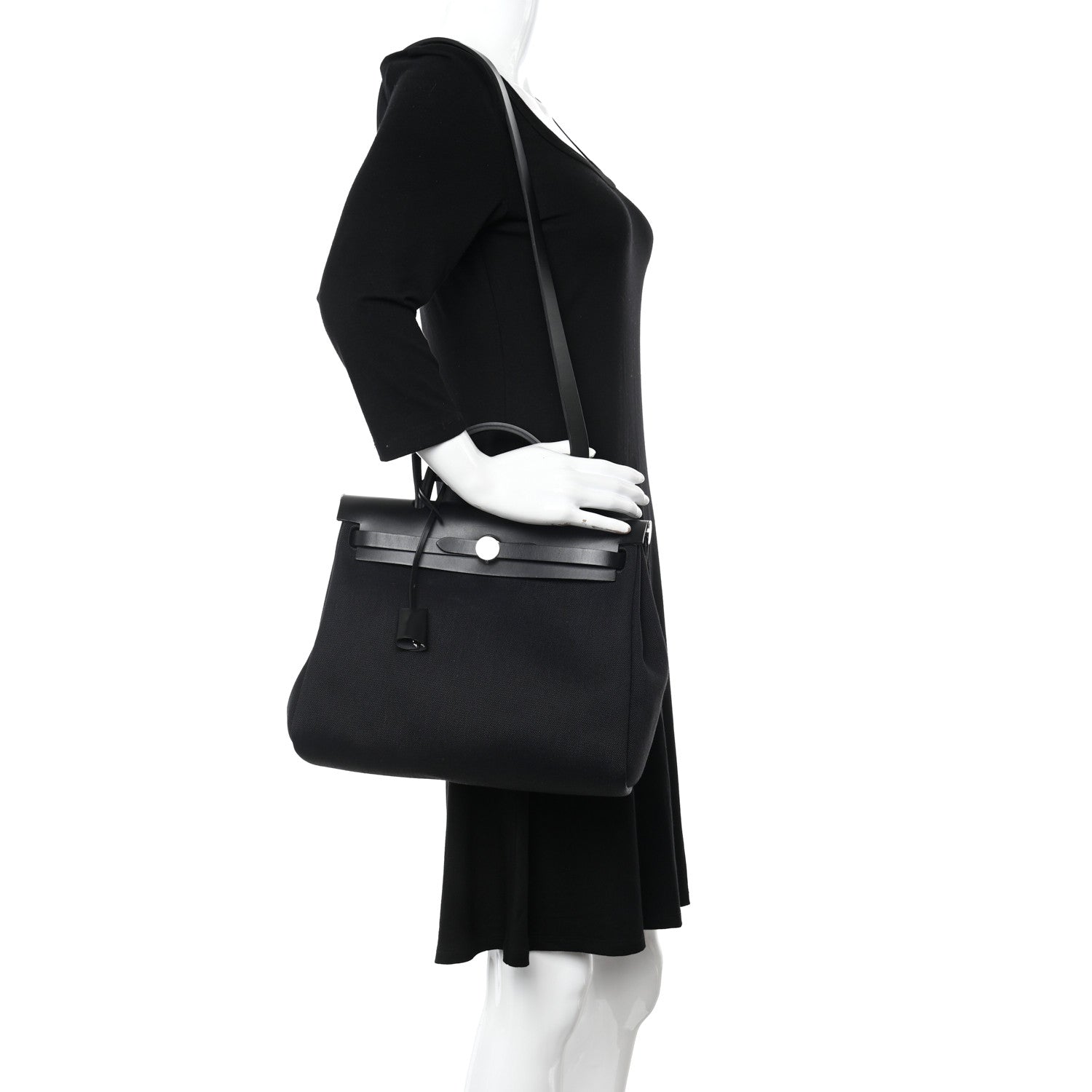 Hermes Military Toile Vache Hunter Herbag Zip Retourne 31 PM Black 2 of 12