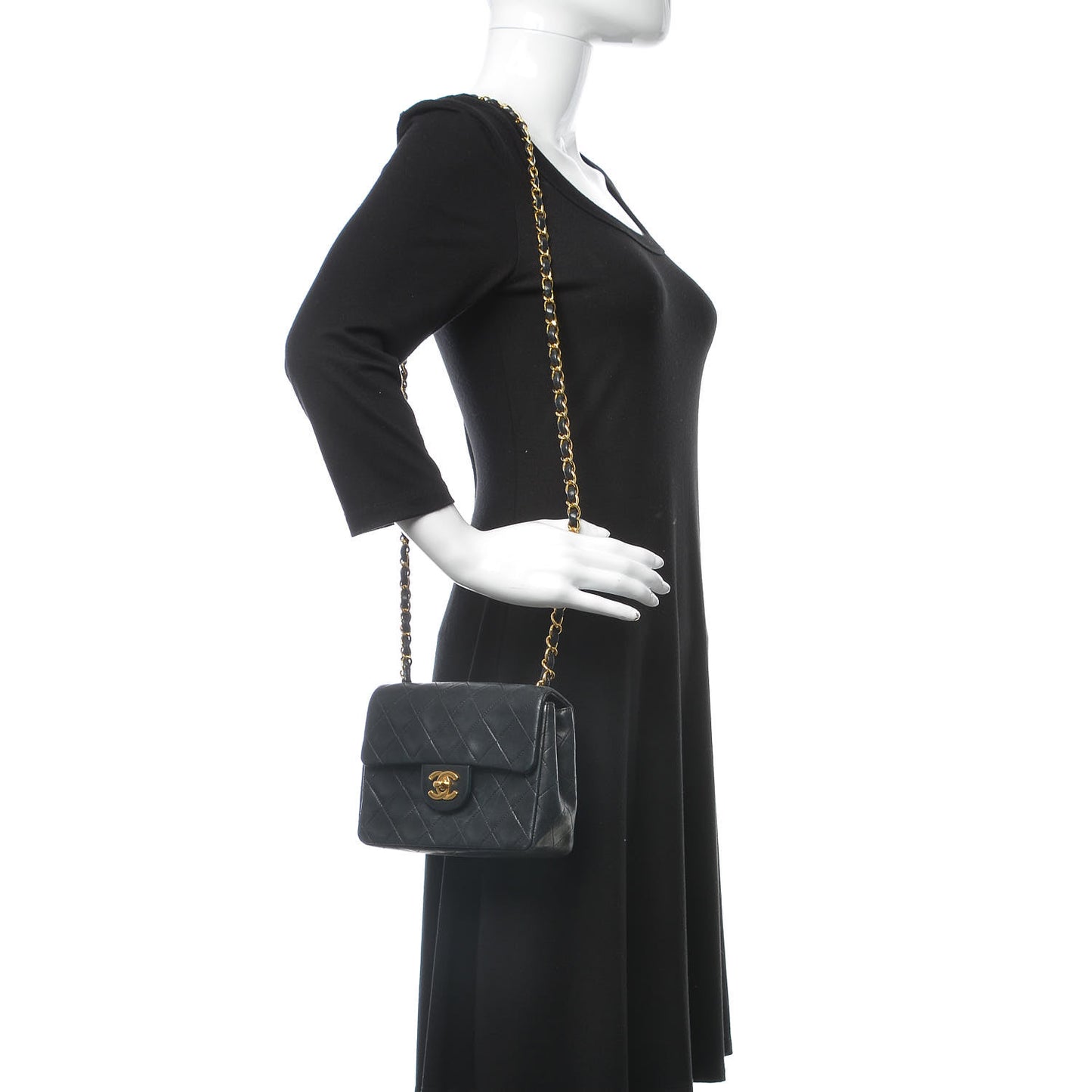 Lambskin Quilted Mini Square Flap Black