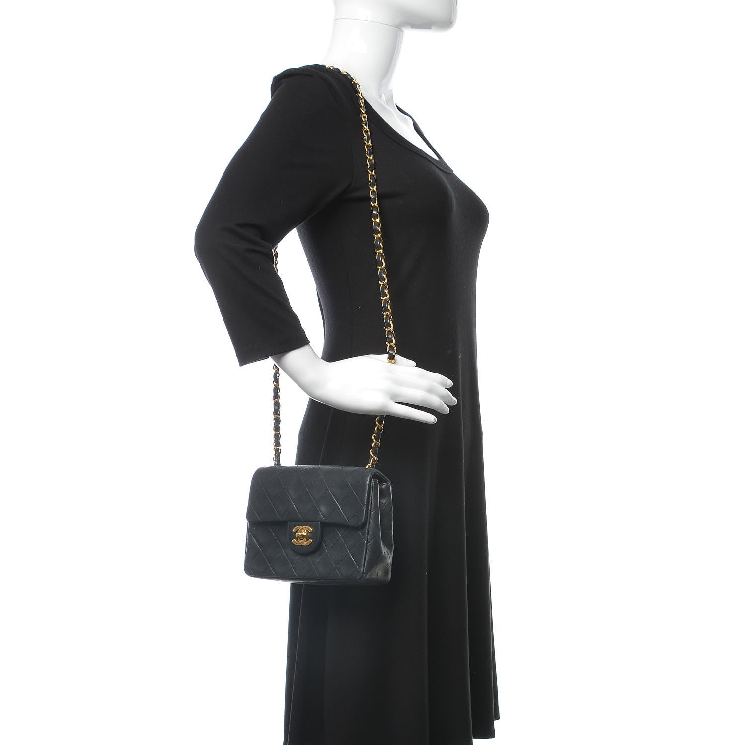 Chanel Lambskin Quilted Mini Square Flap Black 2 of 12