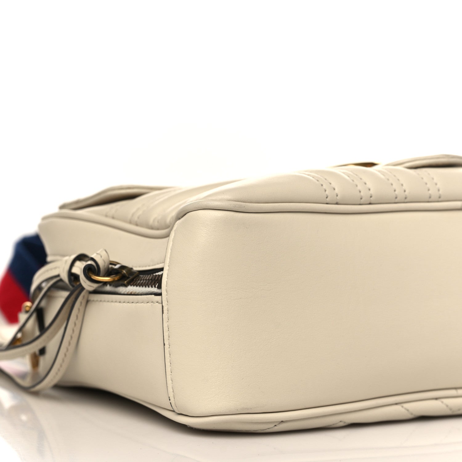 Gucci Calfskin Matelasse Sylvie Web Small GG Marmont Top Handle Shoulder Bag White 8 of 9