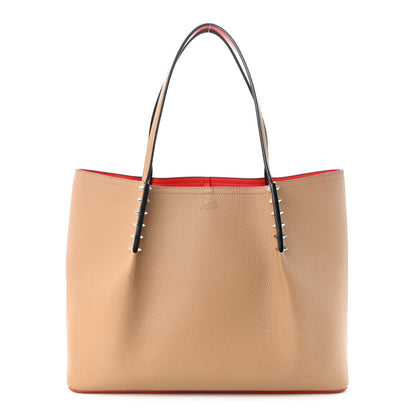 Christian Louboutin Calfskin Spiked Large Cabarock Shopper Tote Fennec 1 of 15