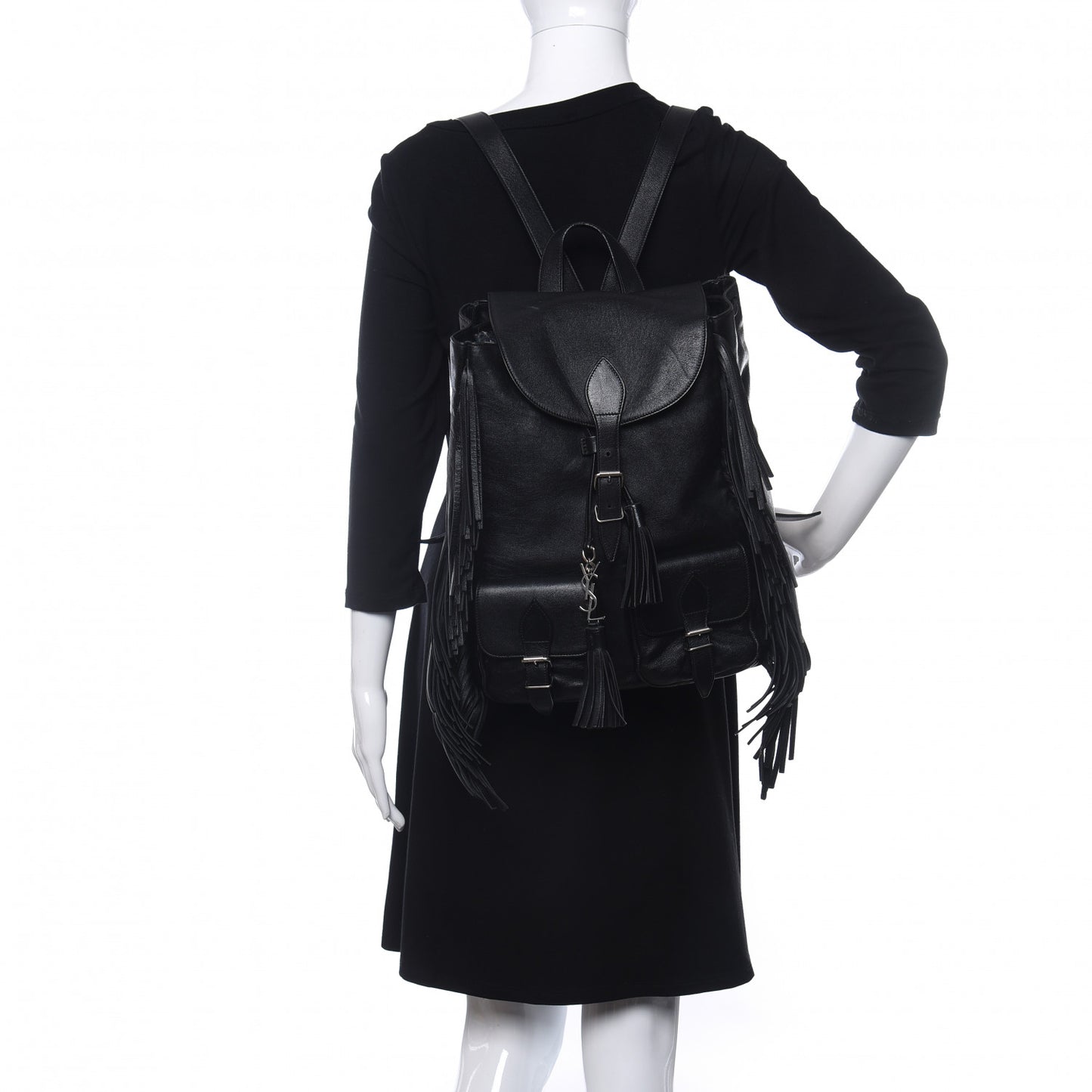 Calfskin Fringe Festival Backpack Black