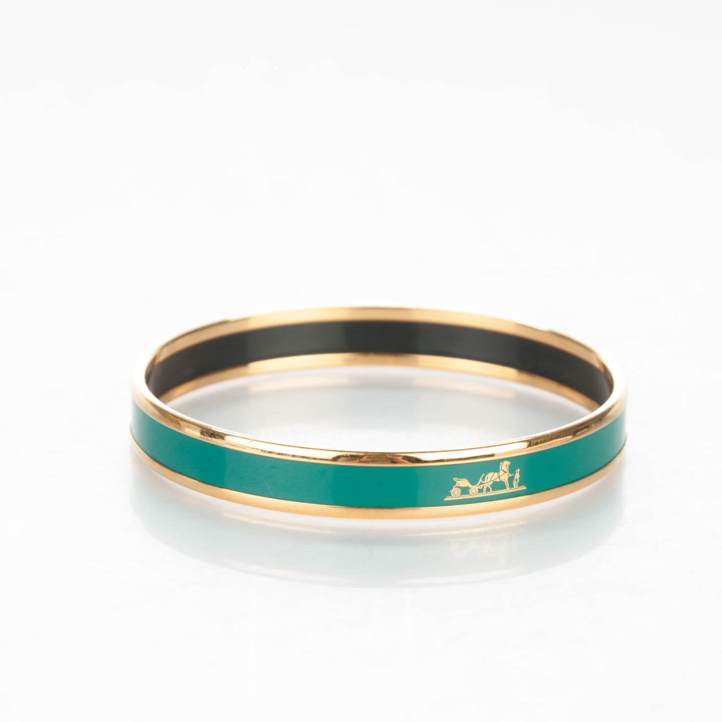 Enamel Printed Narrow Caleche Bracelet 65 Malachite
