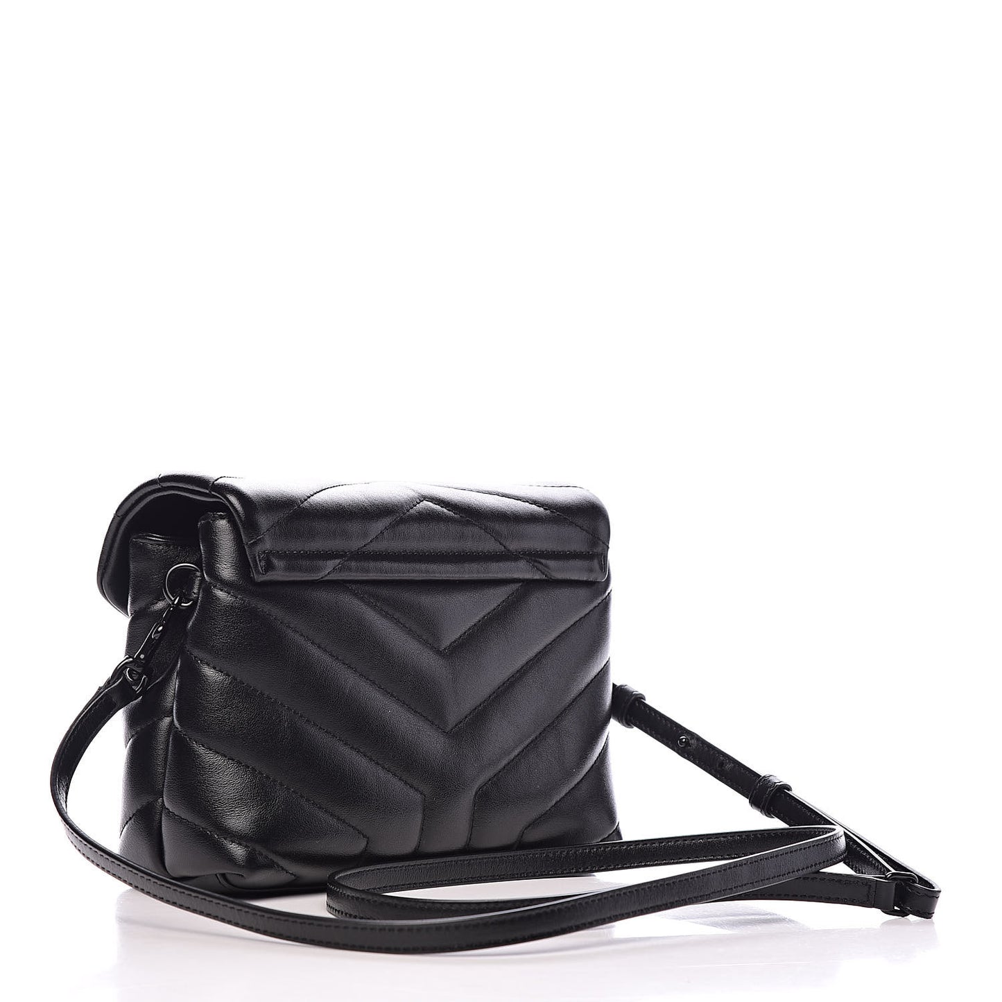 Calfskin Y Quilted Monogram Toy Loulou Crossbody Bag Black