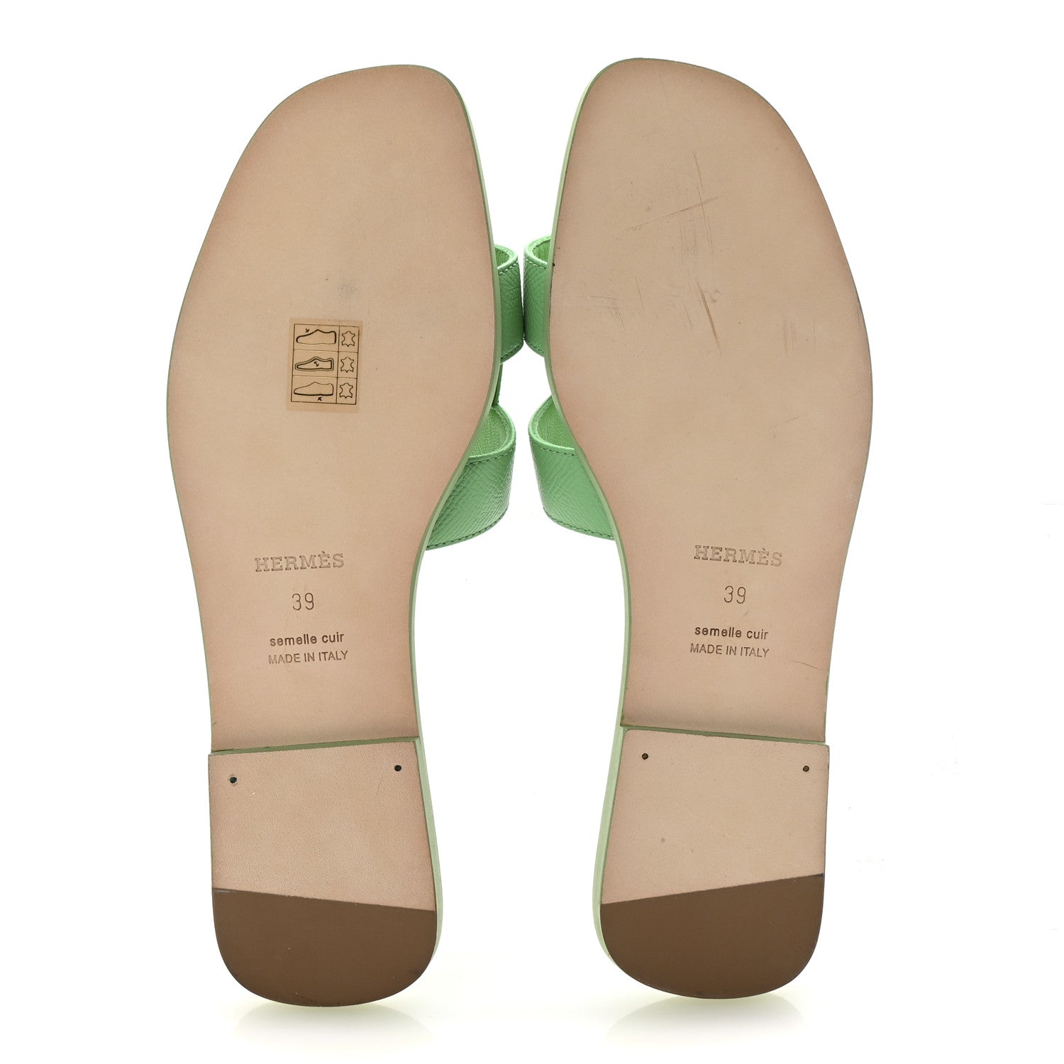 Hermes Epsom Oran Sandals 39 Vert Pomme 6 of 9