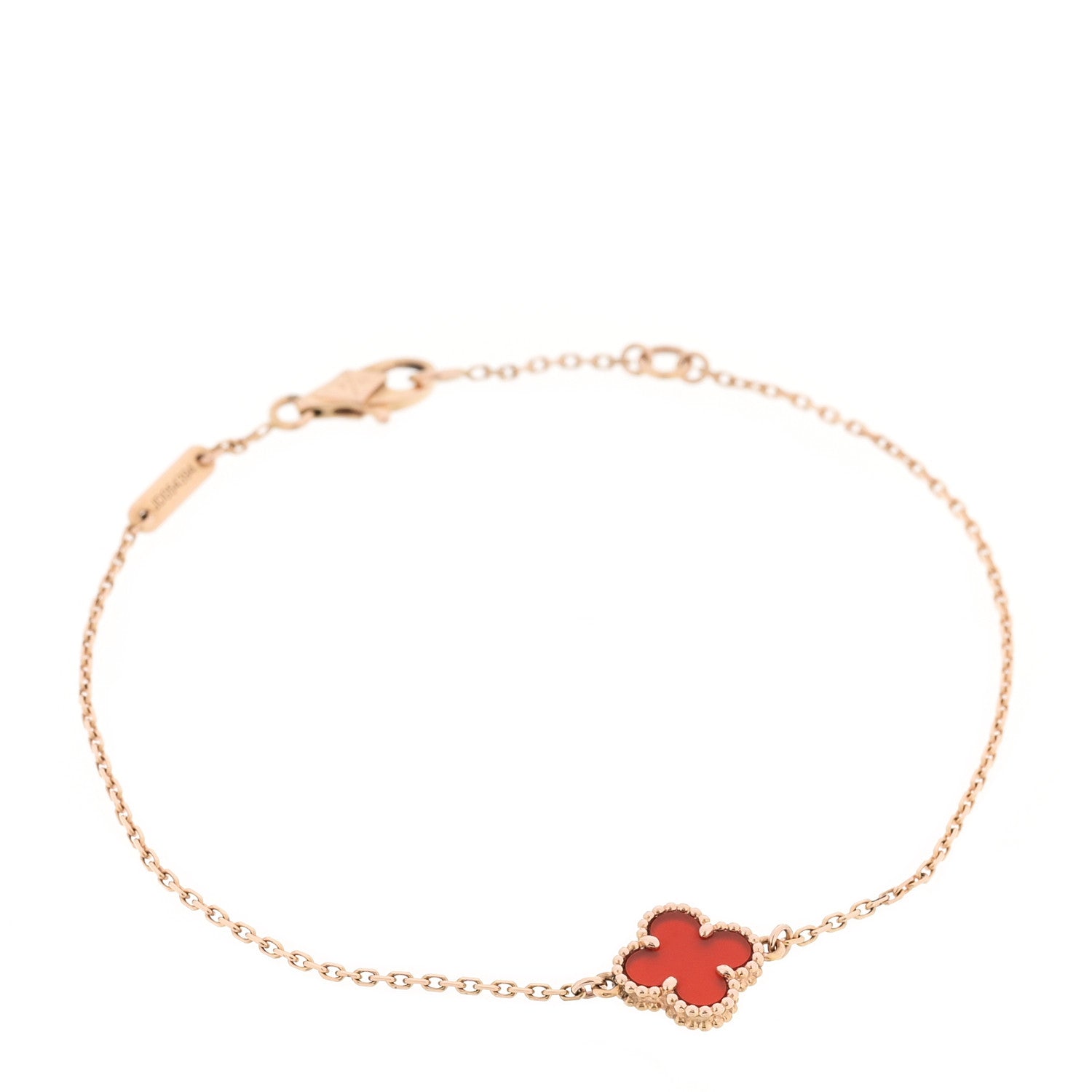 Van Cleef & Arpels 18K Rose Gold Carnelian Sweet Alhambra Bracelet 1 of 5