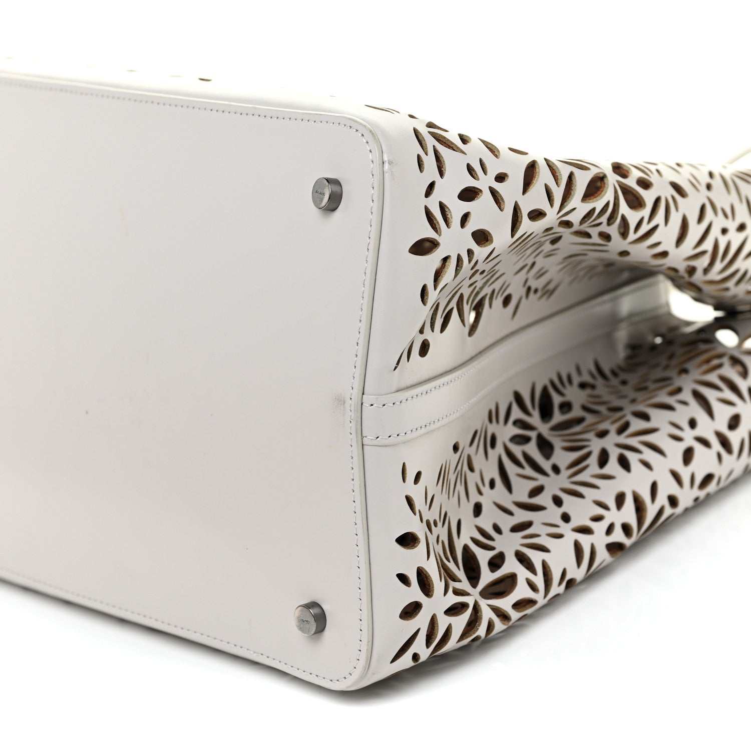 Alaia Calfskin Laser Cut Mina 32 Bag White 10 of 17