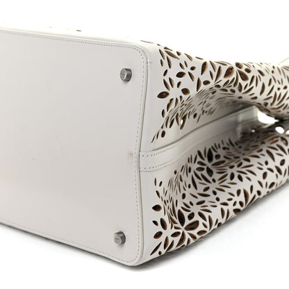 Alaia Calfskin Laser Cut Mina 32 Bag White 10 of 17
