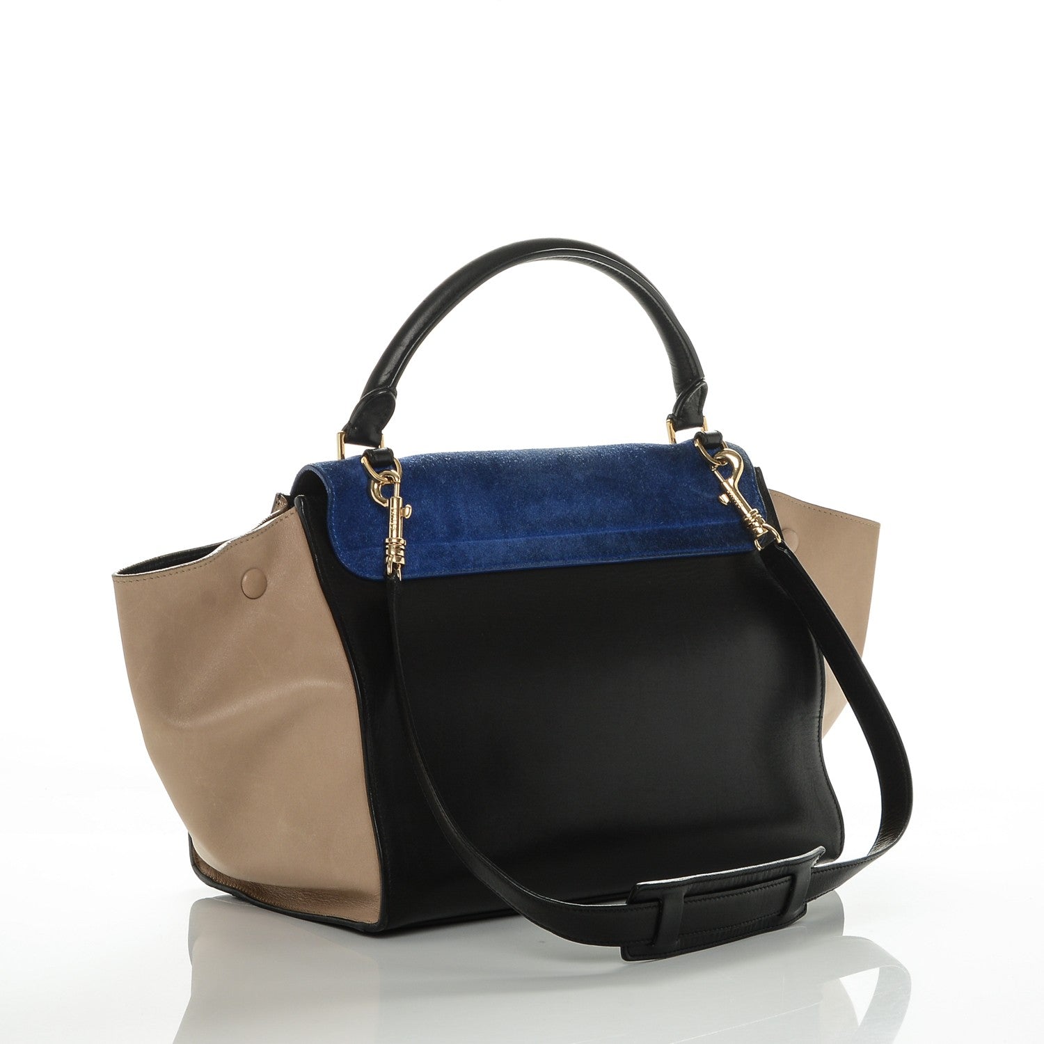 Celine Calfskin Suede Medium Tri-Color Trapeze Royal Blue 3 of 6