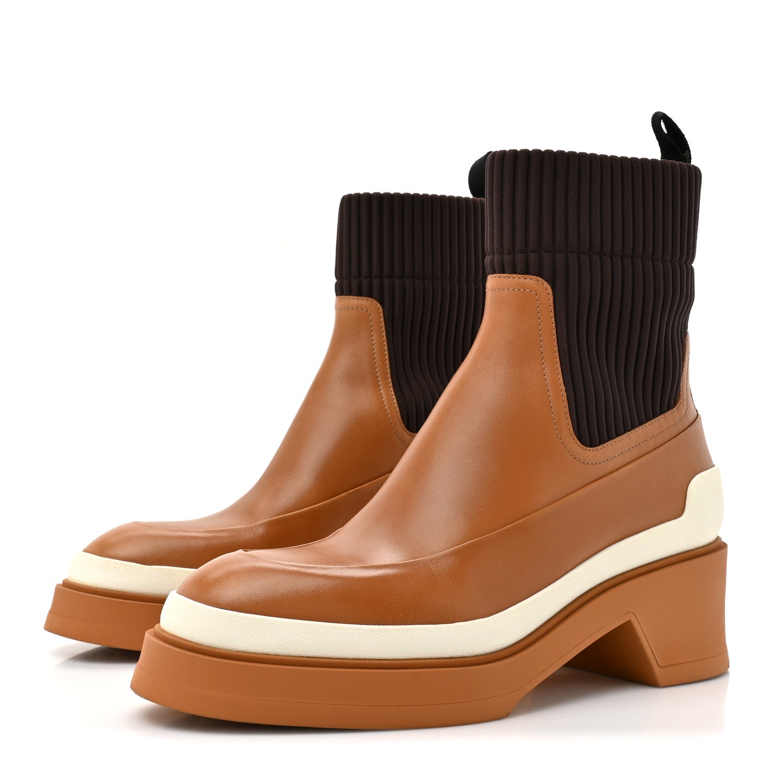 Hermes Veau Toile Technique Vadrouille Chelsea Boots 36 36 Terre De Sienne 4 of 12