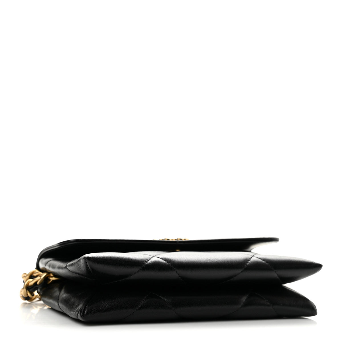 Lambskin Quilted Chanel 19 Flap Clutch Black