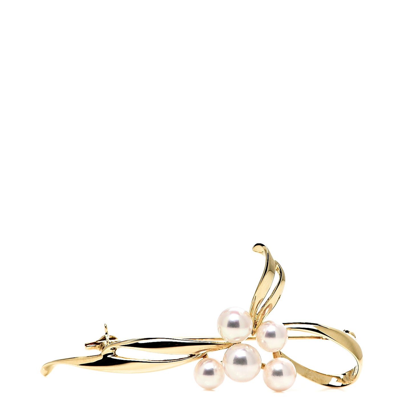 18K Yellow Gold Akoya Pearl 5-6mm Ribbon Brooch Pin
