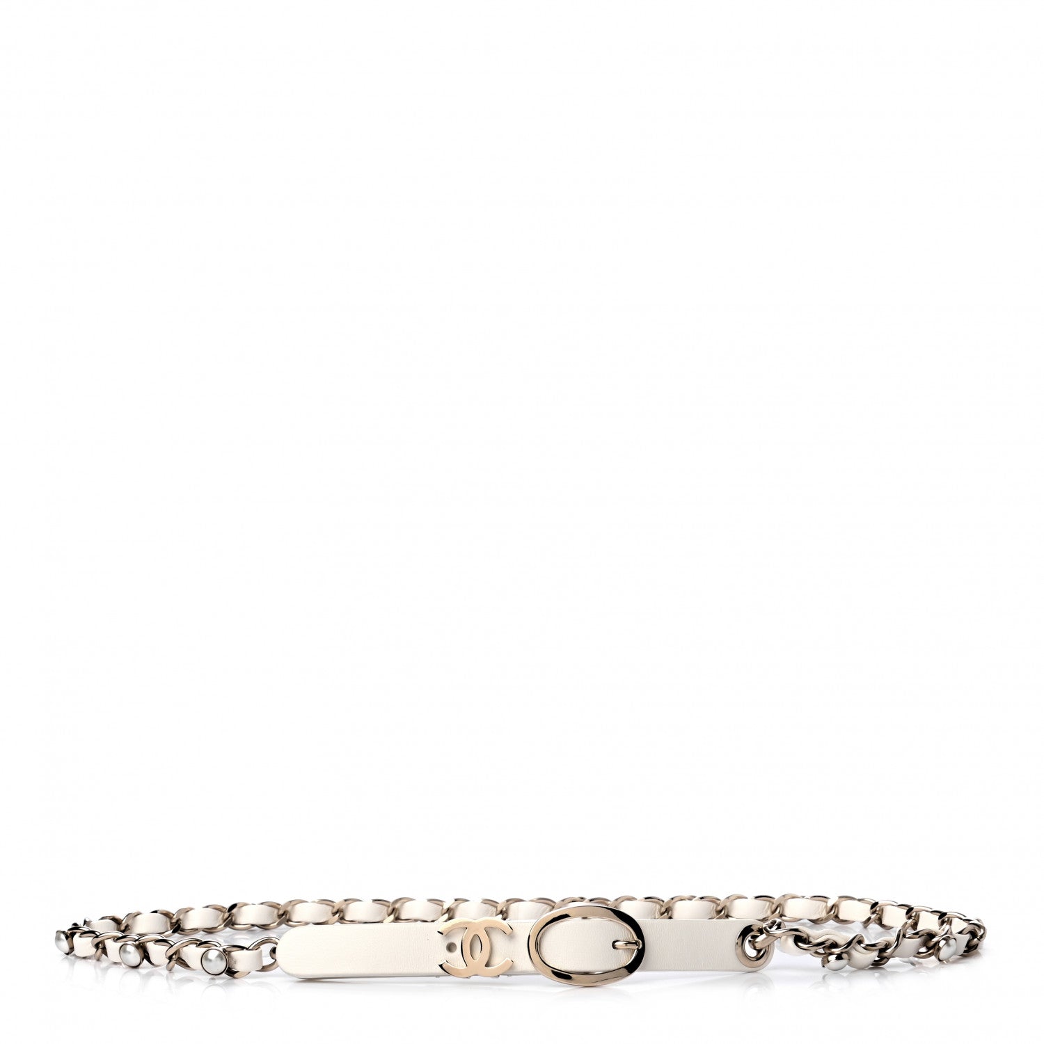Chanel Lambskin CC Pearl Chain Belt 75 White 1 of 4