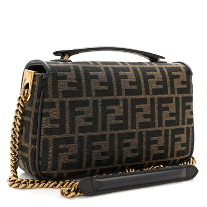 Fendi Fabric Jacquard FF 1974 Midi Chain Baguette Tobacco Moro 3 of 10