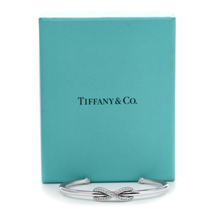 Tiffany 18K White Gold Diamond Infinity Cuff Bracelet 4 of 4
