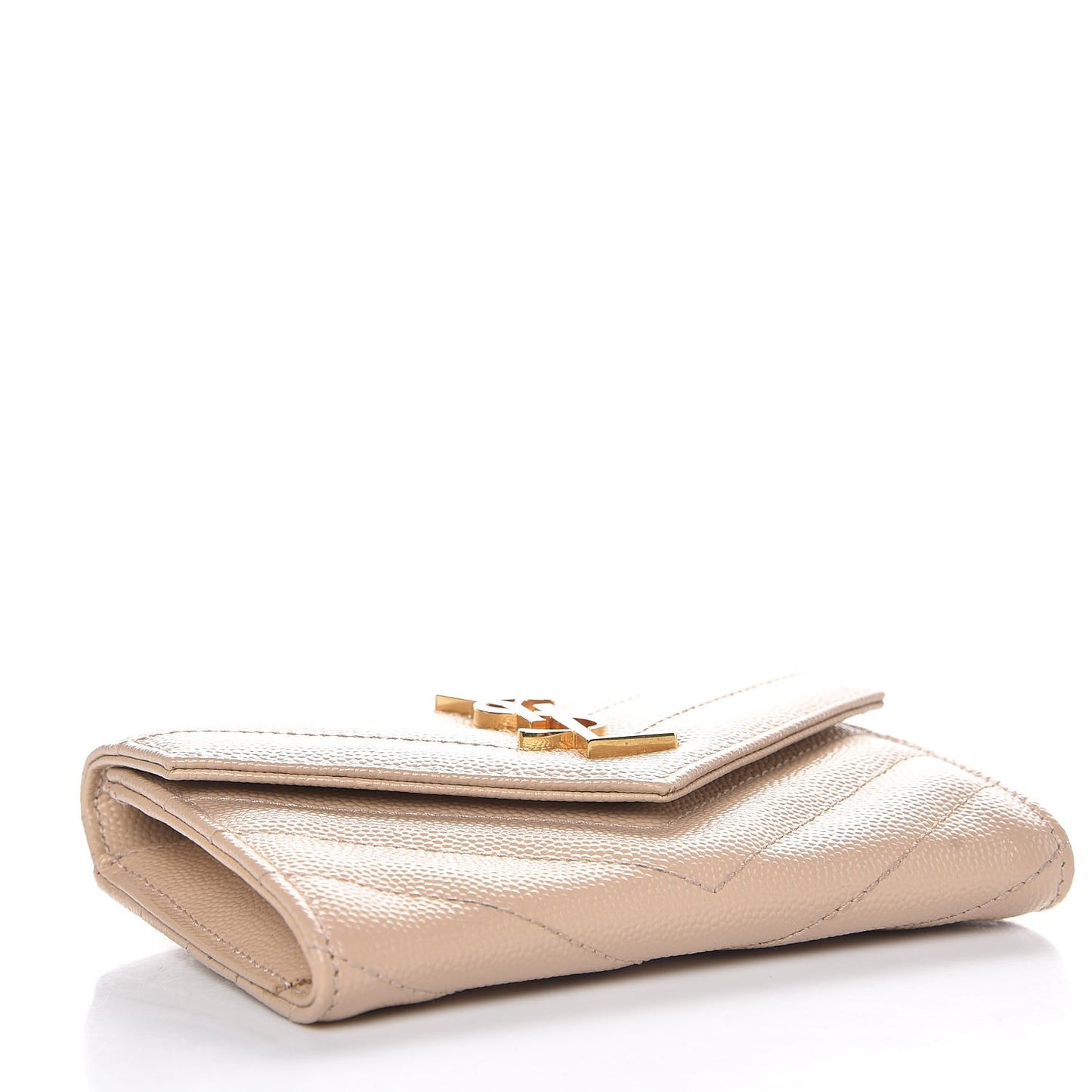 Grain De Poudre Matelasse Chevron Small Monogram Envelope Wallet Nude Powder