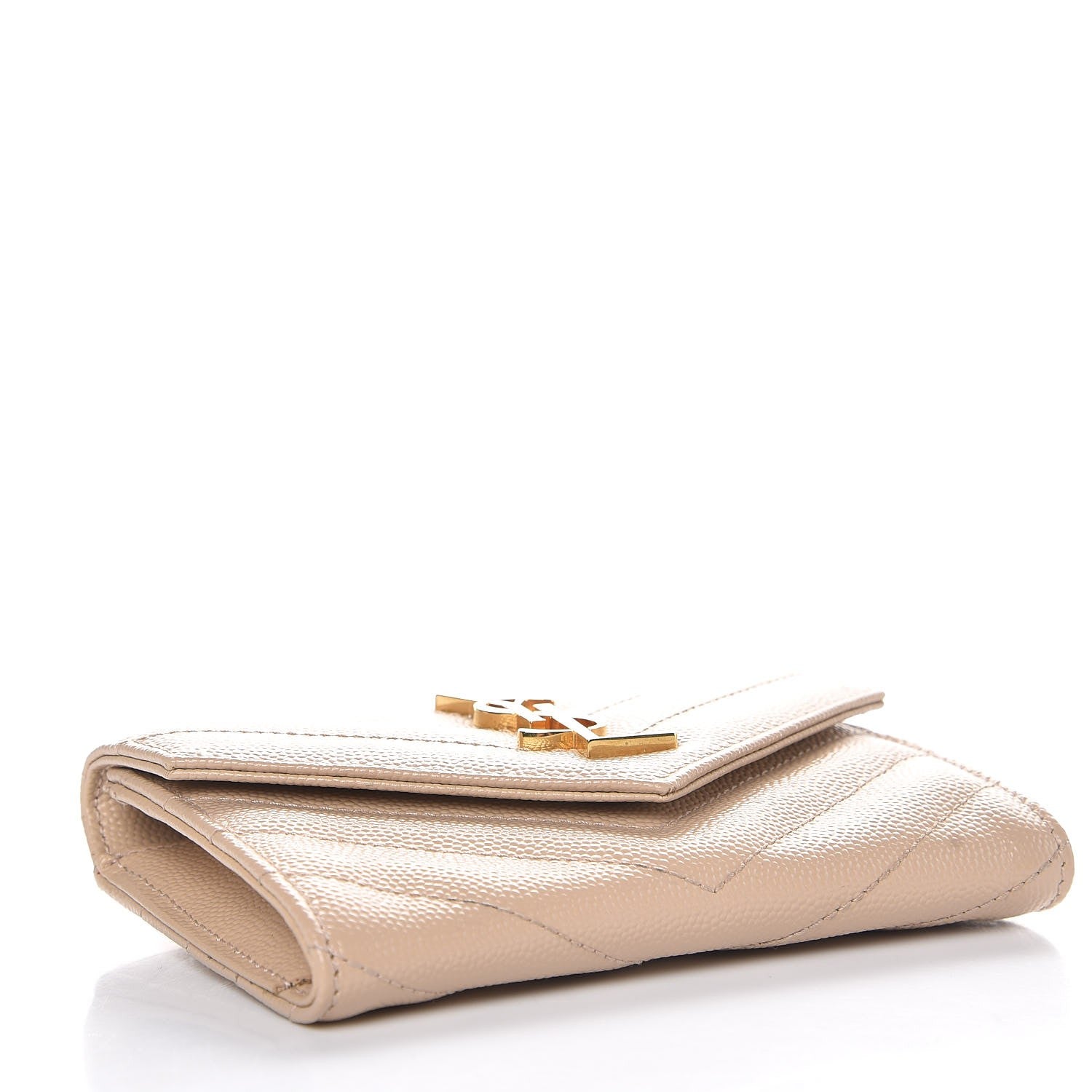 Saint Laurent Grain De Poudre Matelasse Chevron Small Monogram Envelope Wallet Nude Powder 4 of 9
