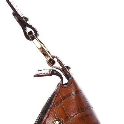 Fendi Zucca Calfskin Crocodile Embossed Chef Hobo Tobacco 14 of 15