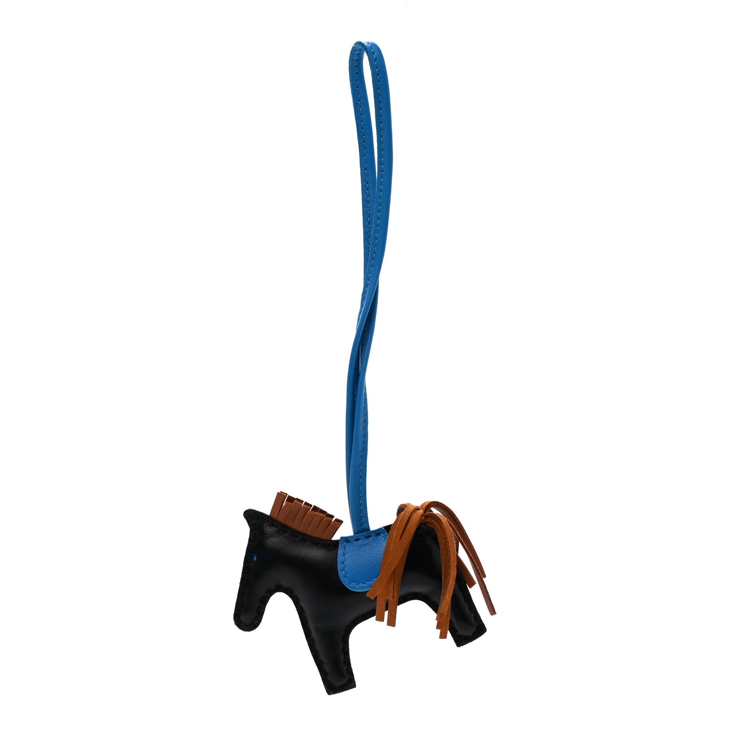 Hermes Milo Lambskin Grigri Rodeo Horse Bag Charm PM Black Gold Bleu Zanzibar 1 of 3