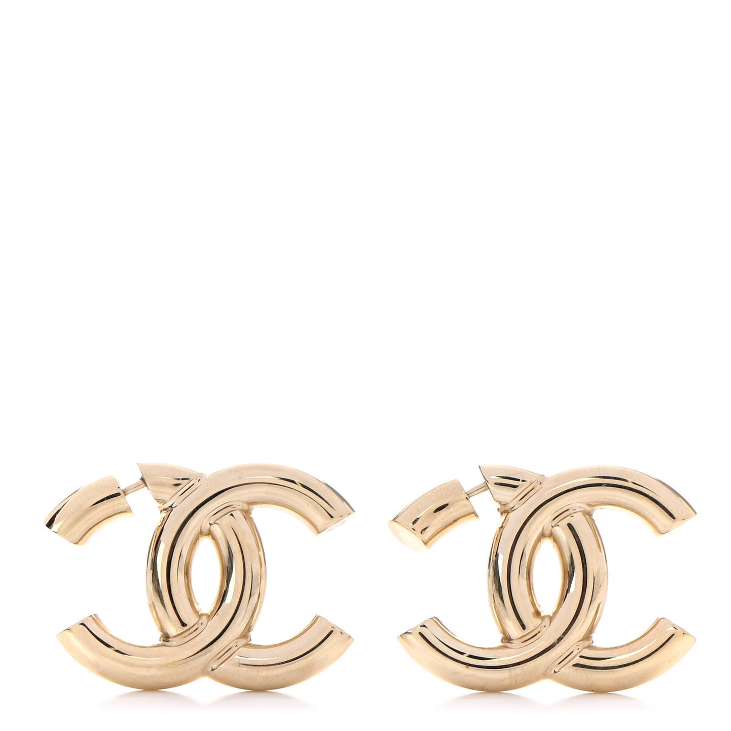 Metal Large CC Earrings Light Gold