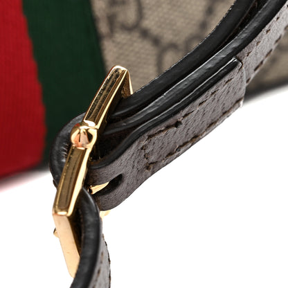 Gucci GG Supreme Monogram Textured Dollar Calfskin Web Small Ophidia Dome Shoulder Bag Beige Ebony New Acero 11 of 13