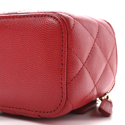 Chanel Caviar Quilted Mini Vanity Case With Chain Red 10 of 10
