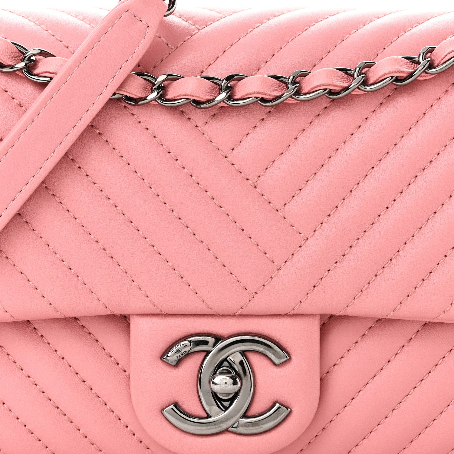 Chanel Lambskin Quilted Medium CC Crossing Flap Pink 8 of 11