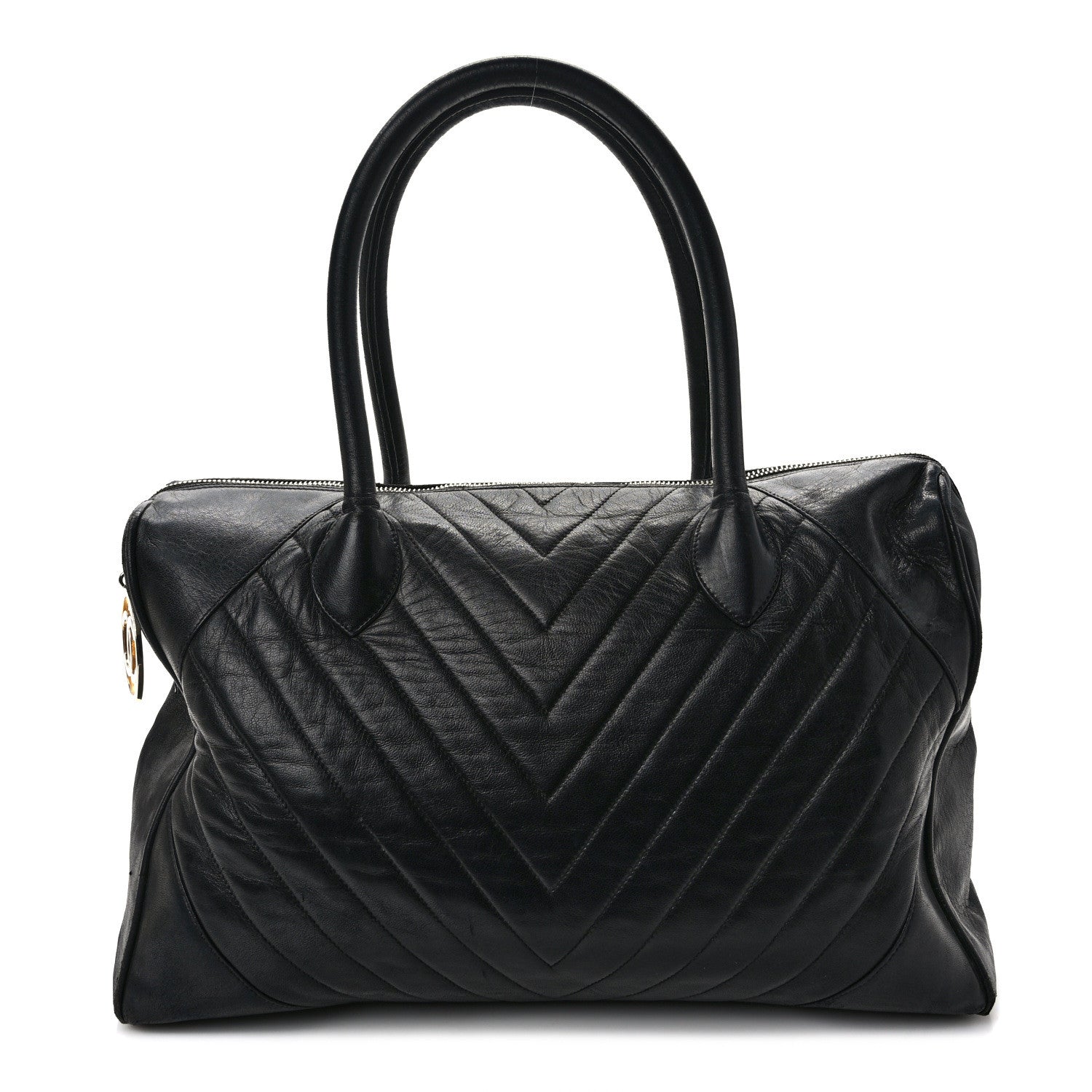 Chanel Lambskin Chevron Boston Black 1 of 12