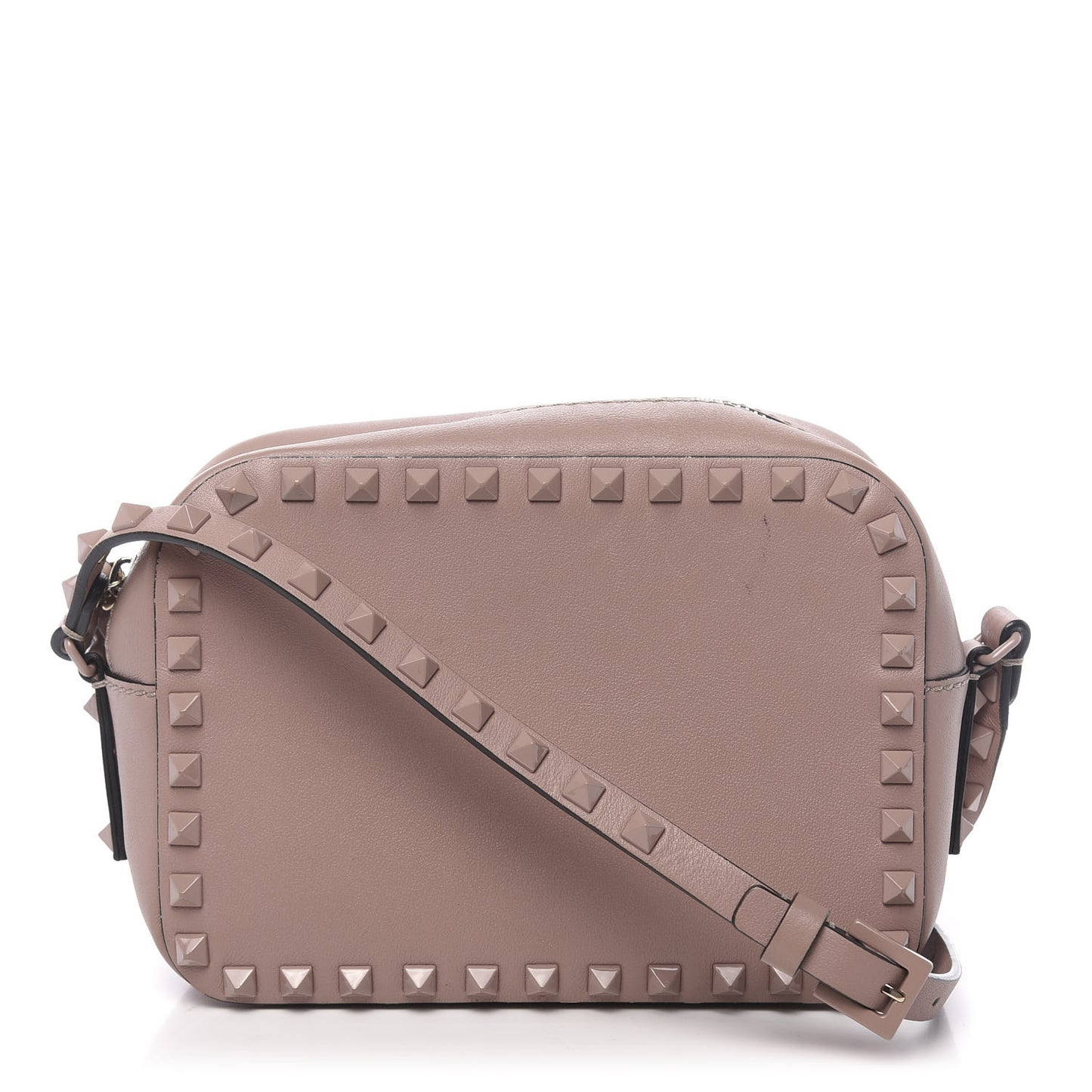 Calfskin Monochrome Rockstud Camera Crossbody Bag Poudre