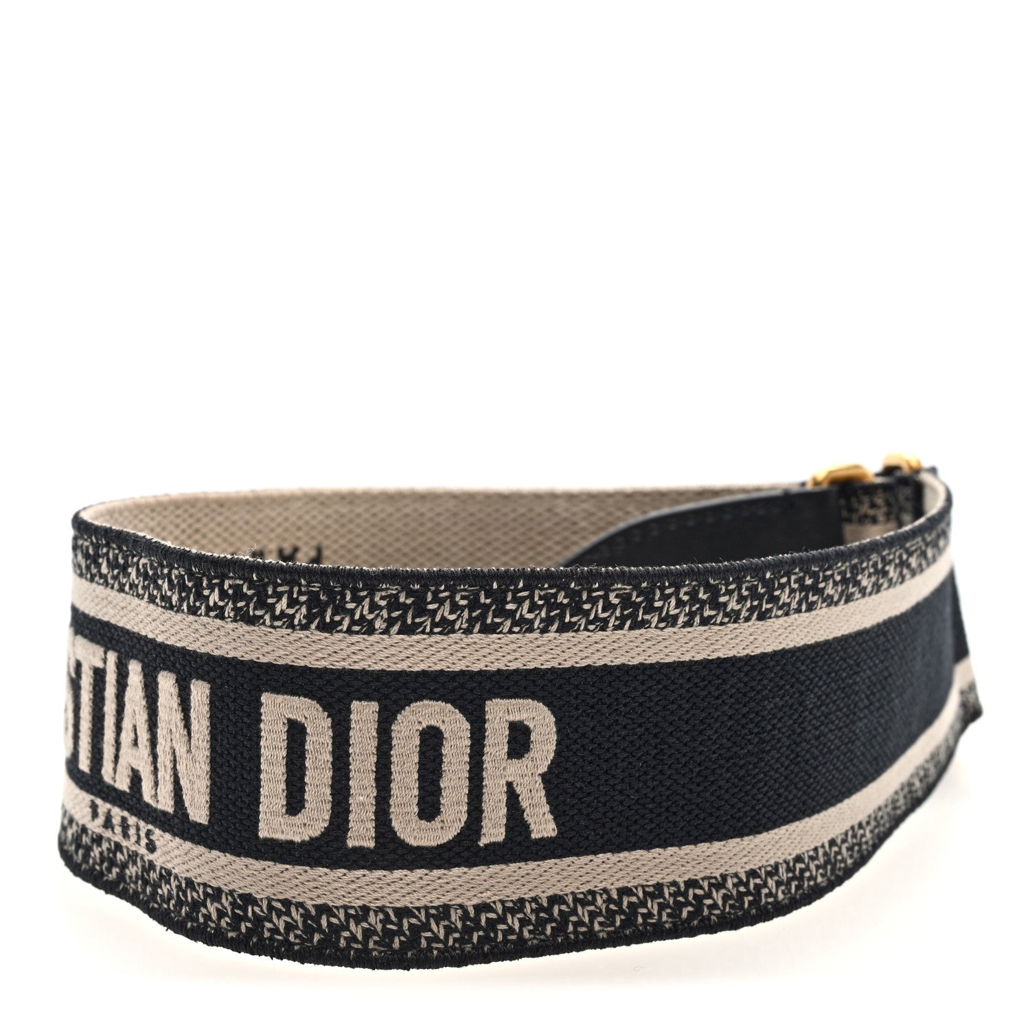 Christian Dior Canvas Embroidered Shoulder Strap Black 2 of 4