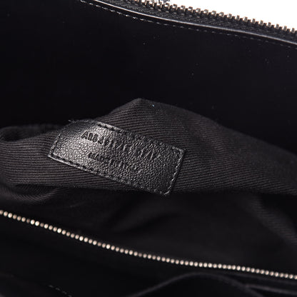 Saint Laurent Cracked Shiny Calfskin Souple 36H Sac De Jour Duffle Black 6 of 11