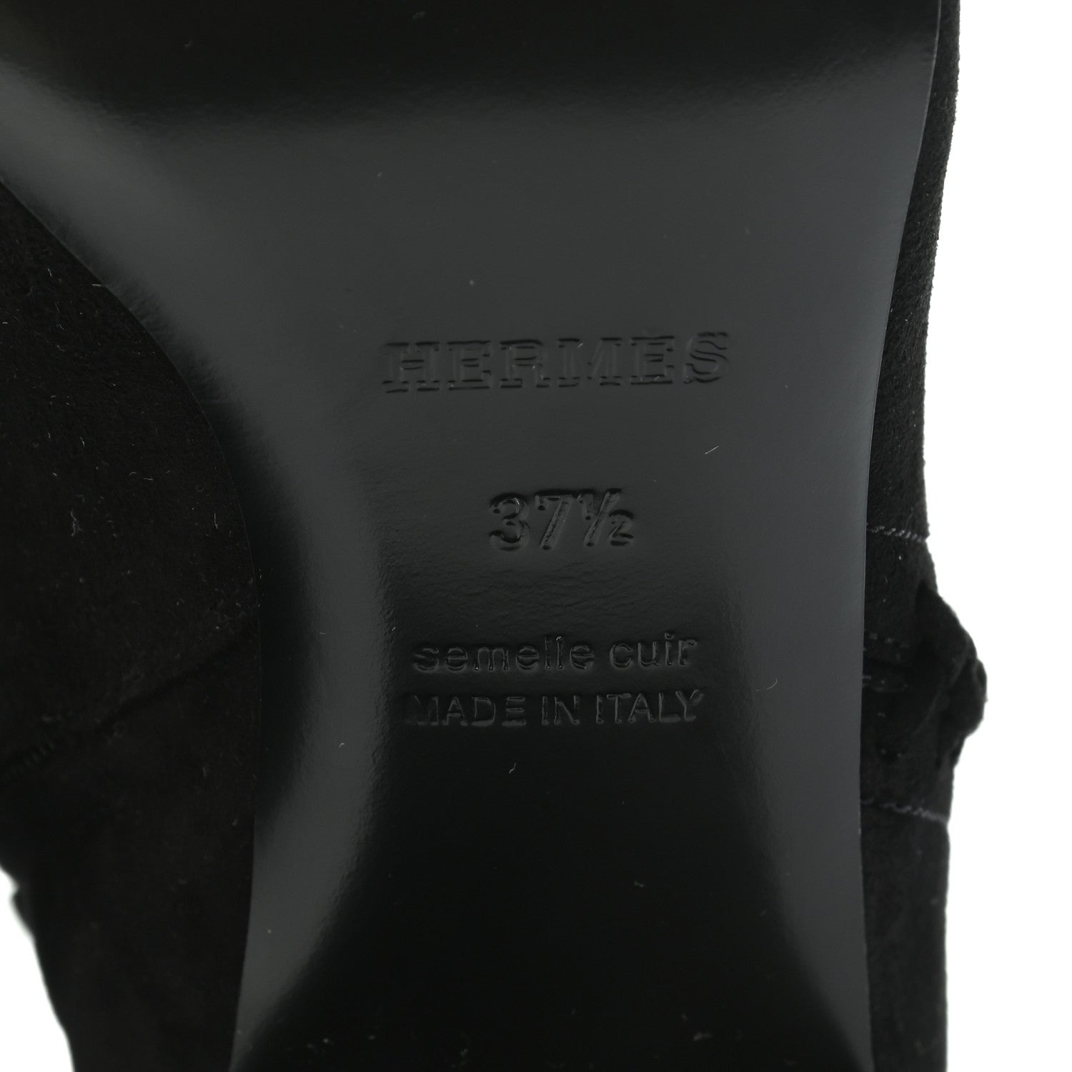 Hermes Suede Goatskin Decibel Thigh-High Boots 37.5 Black 6 of 7