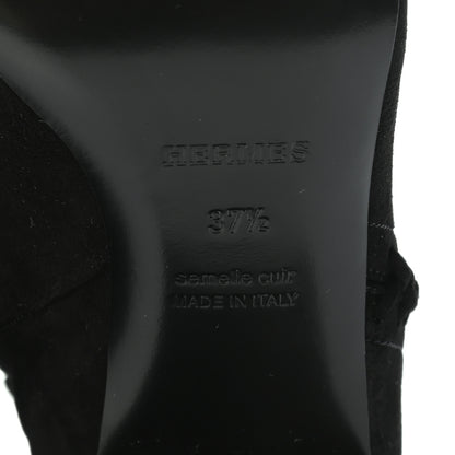 Hermes Suede Goatskin Decibel Thigh-High Boots 37.5 Black 6 of 7