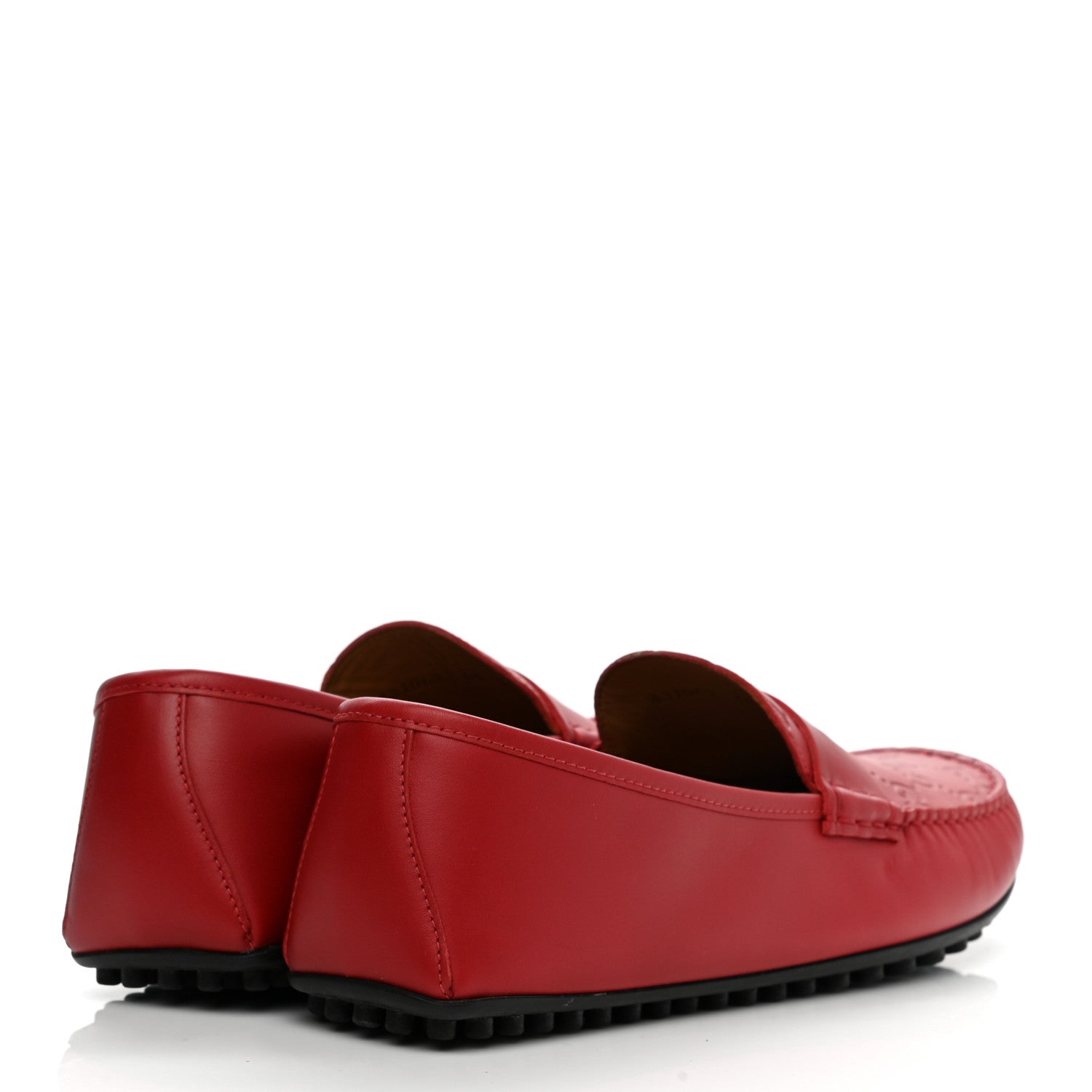 Gucci Guccissima Calfskin Mens Driver Loafers 6.5 Red 4 of 10
