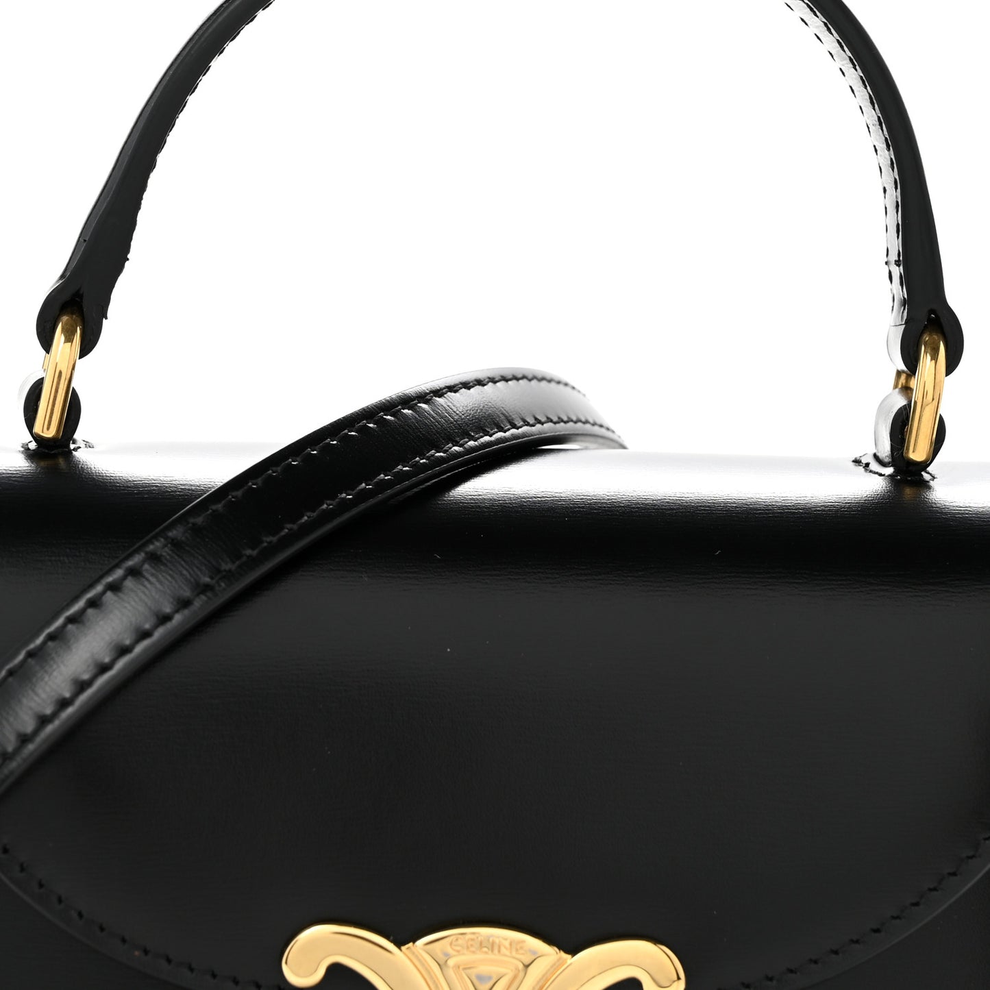 Shiny Calfskin Triomphe Mini Besace Clea Black