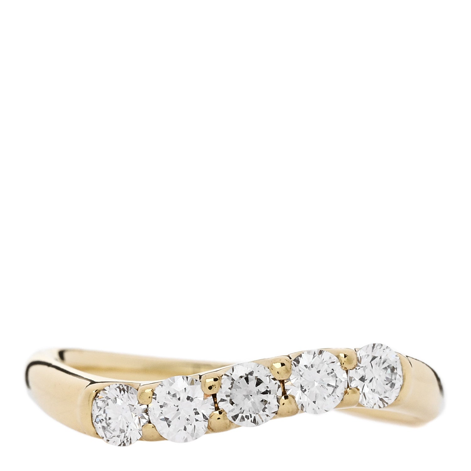 Parker & West by FASHIONPHILE 18K Yellow Gold Diamond .50ctw Curved Ring 53 6.5 1 of 8