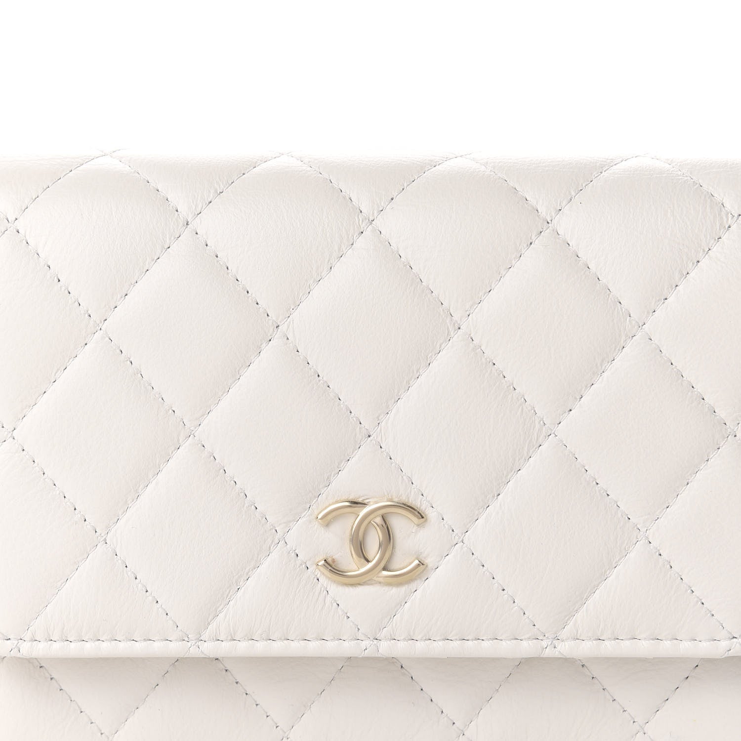Chanel Calfskin Quilted CC Pearl Mini Wallet On Chain Flap White 11 of 11