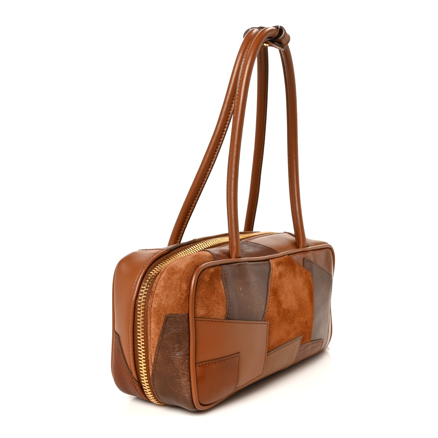 Nappa Patchwork Small Beau Top Handle Bag Cognac