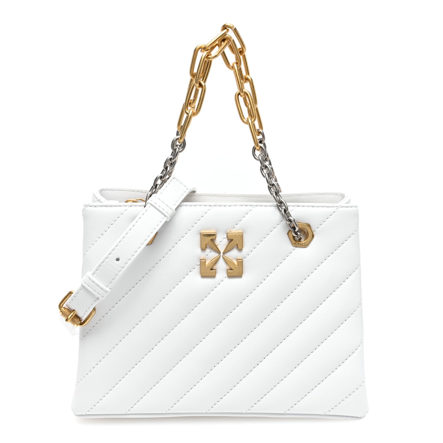Off-White Calfskin Diagonal Quilted Jackhammer 25 Tote White 1 of 10
