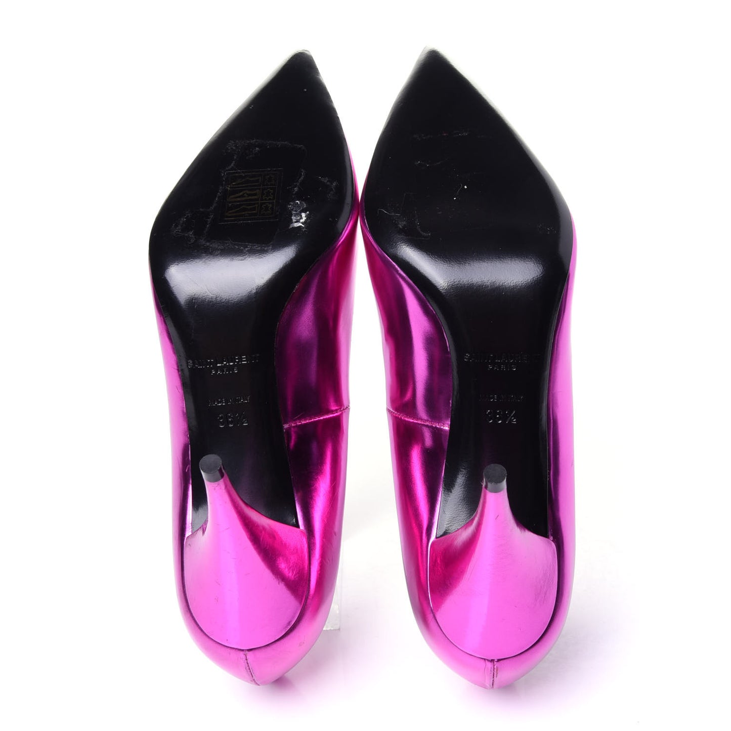 Metallic Calfskin Kiki 85 Pumps 36.5 Fuchsia
